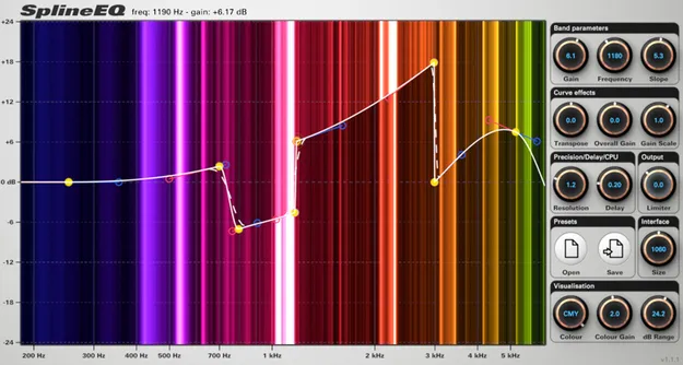 SplineEQ by Photosounder linear phase equalizer plugin interface