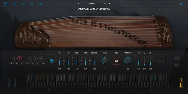 Ample China Zheng Guzheng virtual instrument plugin interface by Ample Sound