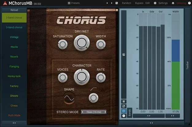 MChorusMB multiband chorus plugin interface by MeldaProduction